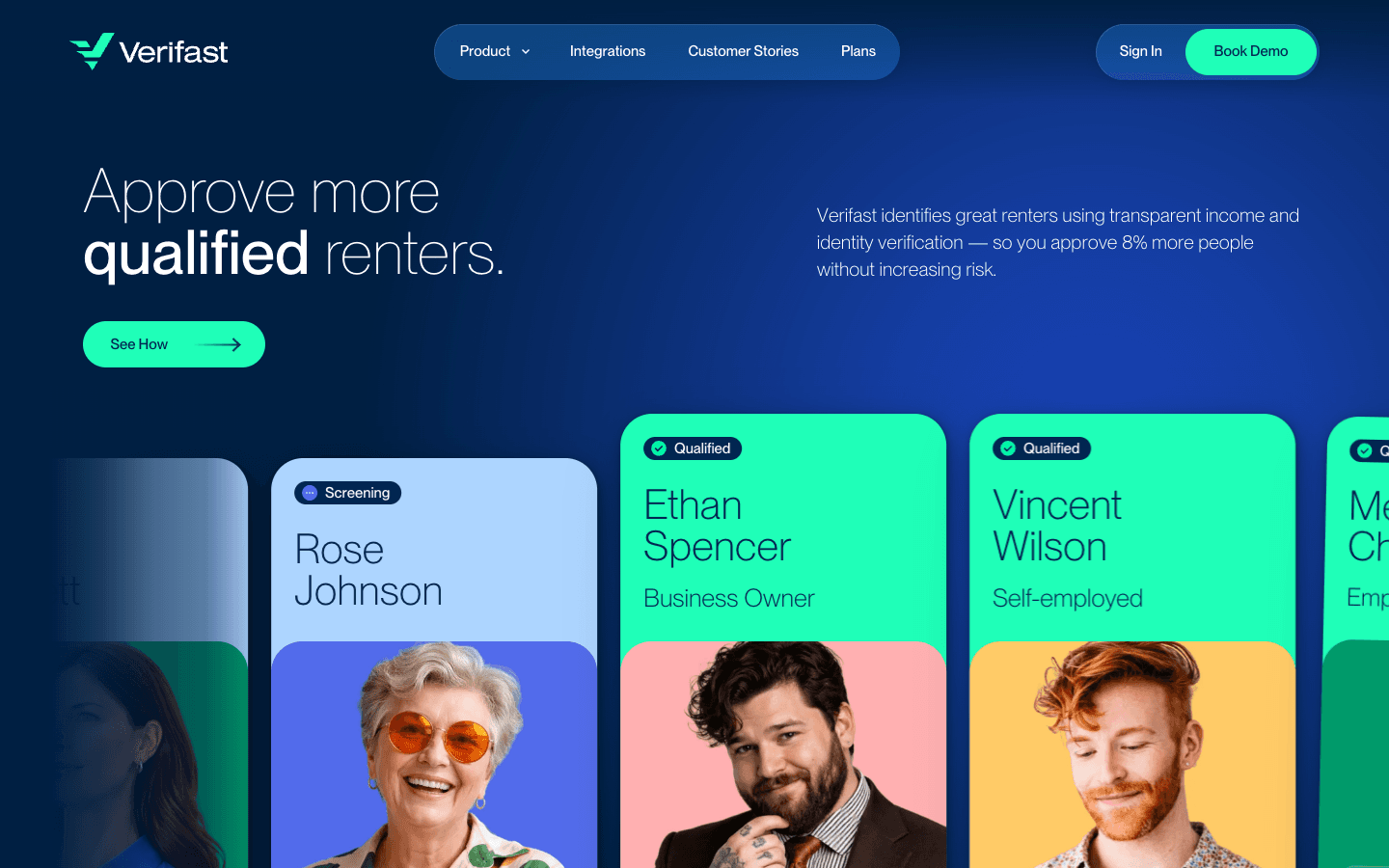 Verifast homepage for AI income and identity verification for renters.